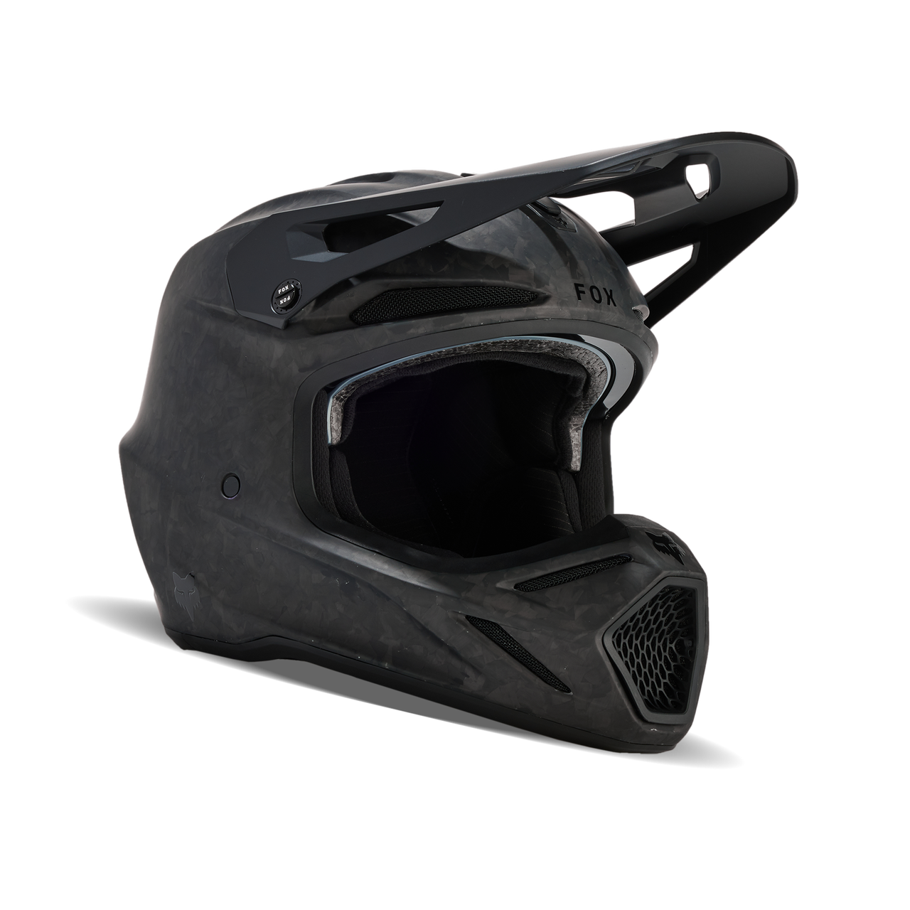 Fox V3 Carbon Solid Helmet - Black